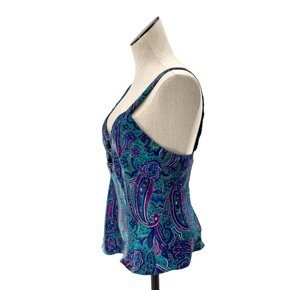 80s Paisley Green & Purple Bow Accent Tank Top Sleep Solutions Medium View 3